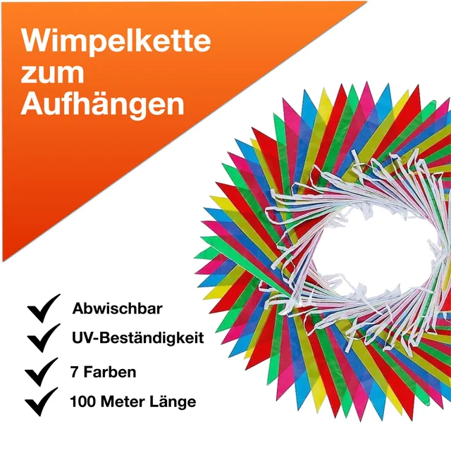 festifun-wimpelkette-3x-100m-stoffgirlande-bunt-wetterfest image 1