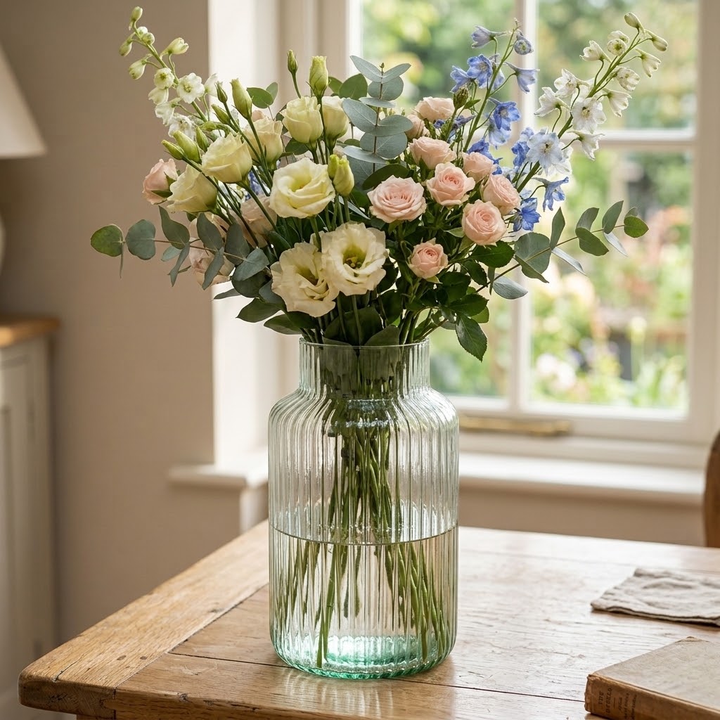 eventzauber-vasen-vase-glas-rille-klar-h25-gro-f-r-str-u-e image 1