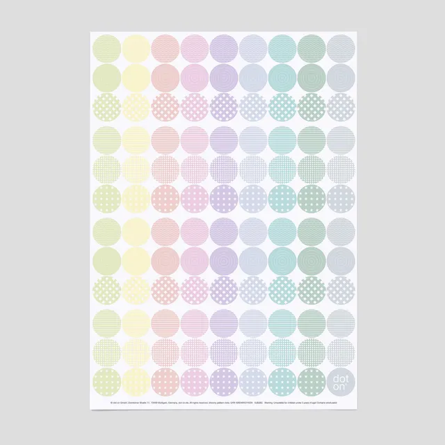 dot-on-klebepunkte-bloomy-pattern-dots-sticker-20-mm-pastellmuster image 1