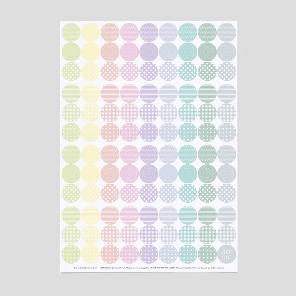 dot-on-klebepunkte-bloomy-pattern-dots-sticker-20-mm-pastellmuster image 1