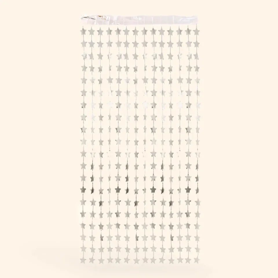 little-birthday-stern-lametta-vorhang-1x2-m-silber image 1
