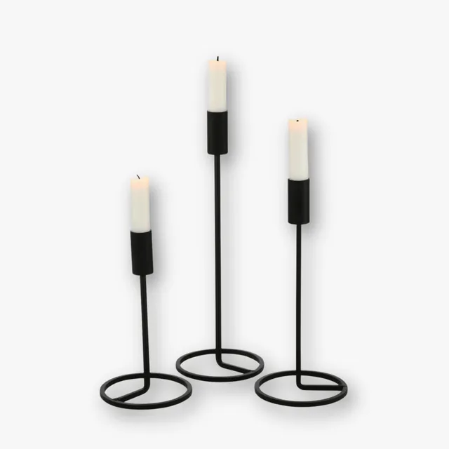 eventzauber-kerzenst-nder-set-metall-rund-schwarz-3-teilig image 1