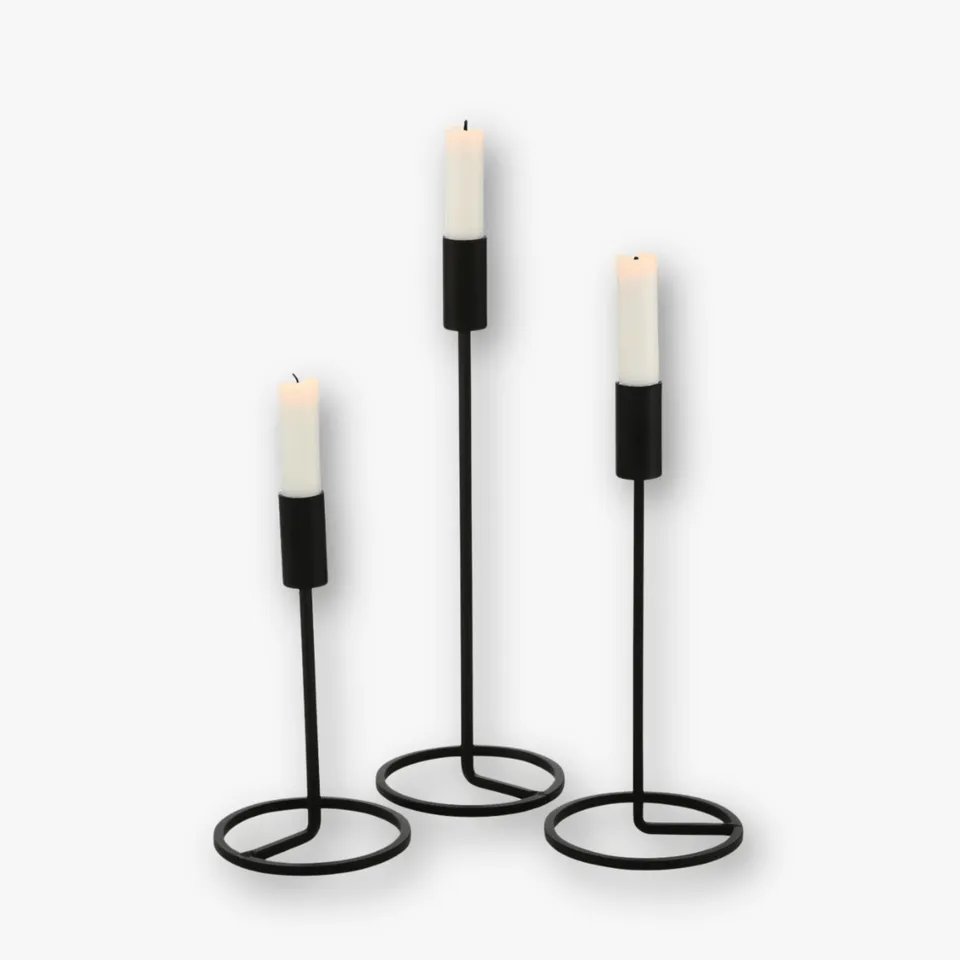 eventzauber-kerzenst-nder-set-metall-rund-schwarz-3-teilig image 1