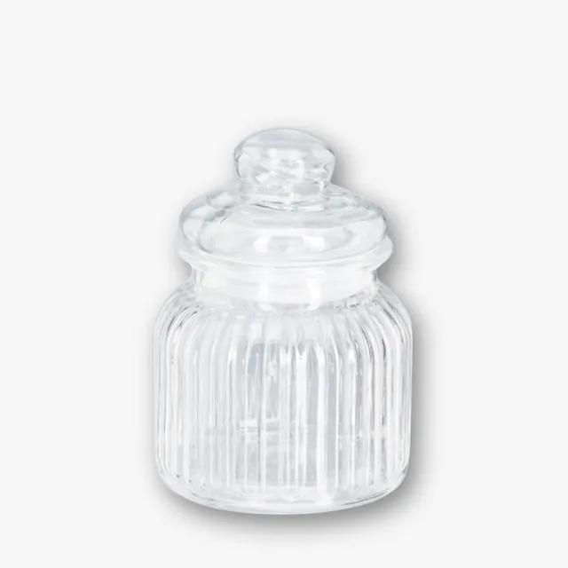 eventzauber-candybar-glas-rille-klar-klein-bonbonglas-mieten image 1