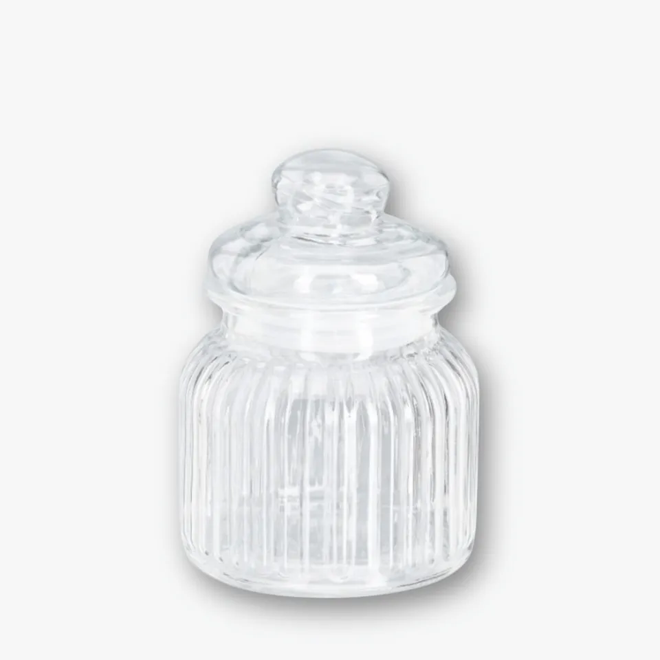 eventzauber-candybar-glas-rille-klar-klein-bonbonglas-mieten image 1