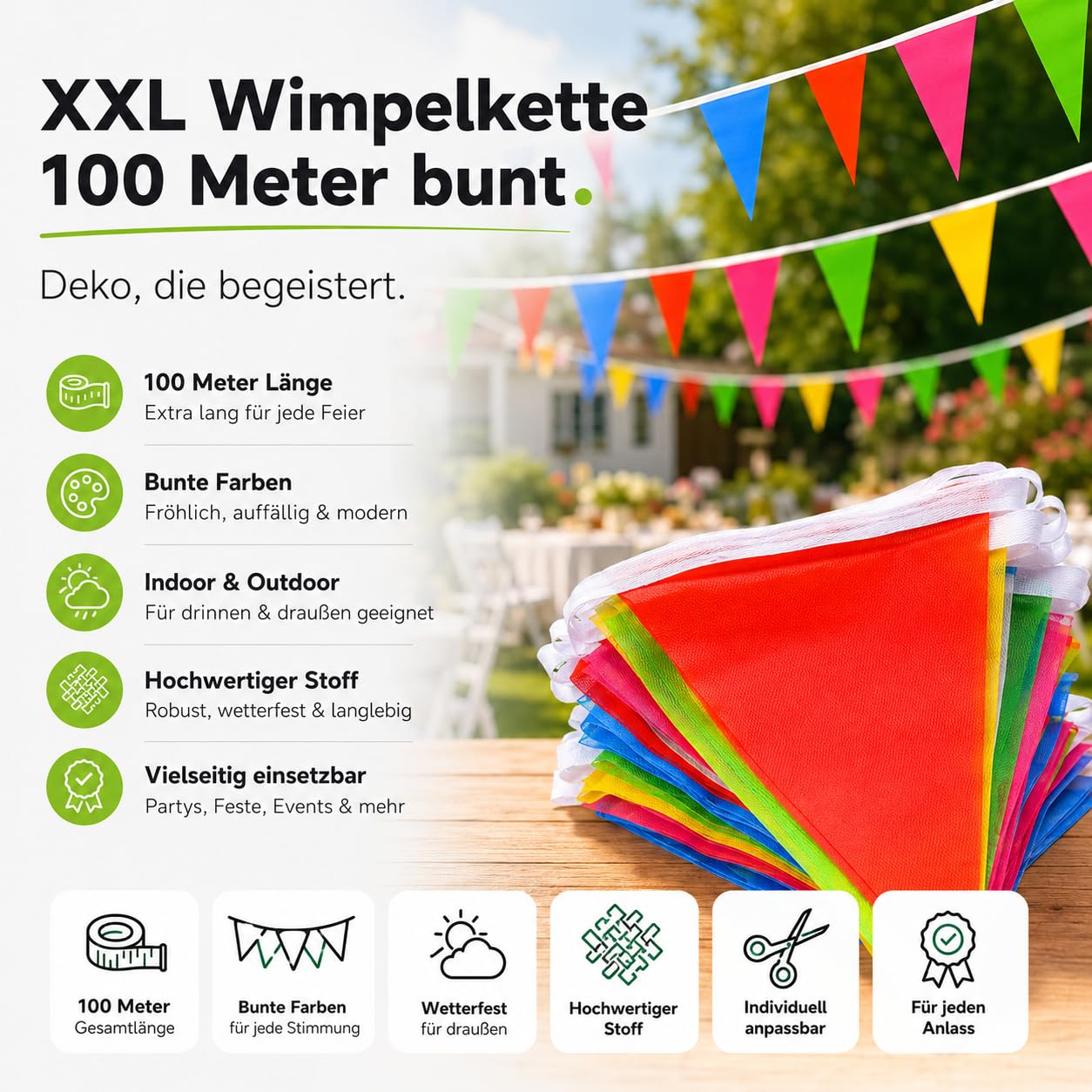 festifun-wimpelkette-100m-stoffgirlande-bunt-1x-wetterfest image 7