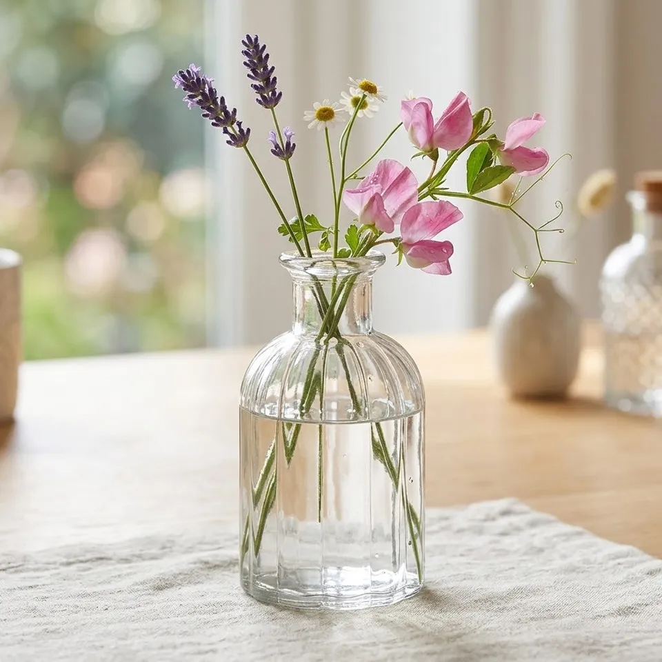 eventzauber-vasen-flaschenvase-glas-linear-klar-h14-klein image 1