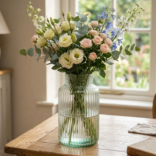 eventzauber-vasen-vase-glas-rille-klar-h25-gro-f-r-str-u-e image 1