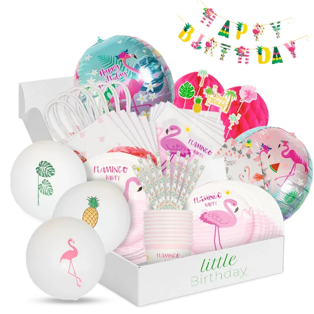 little-birthday-mottobox-flamingo-partyset-125-teile-8-kinder image 1