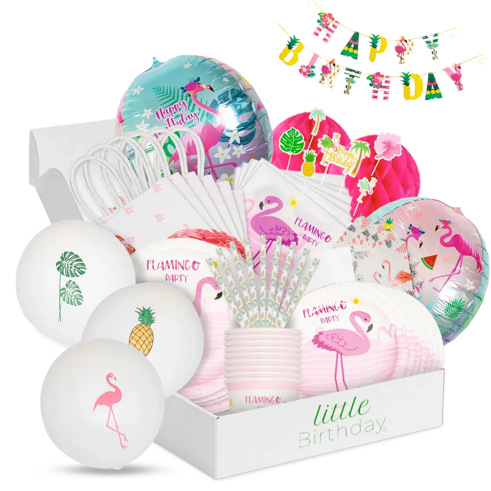 little-birthday-mottobox-flamingo-partyset-125-teile-8-kinder image 1