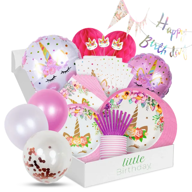 little-birthday-geburtstags-mottobox-einhorn-partyset-138-teile image 1