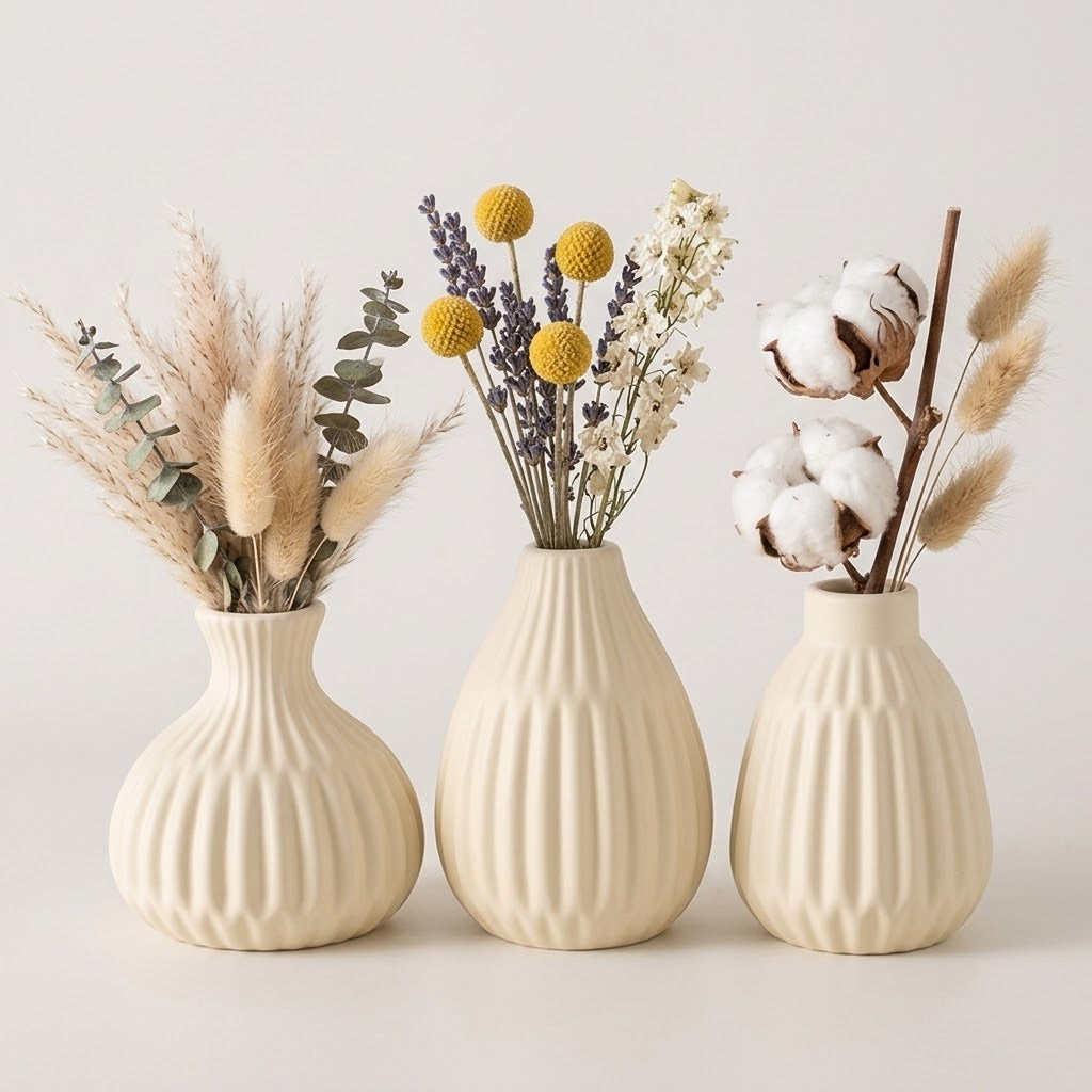 eventzauber-keramikvasen-3er-set-struktur-boho-beige-vase image 2