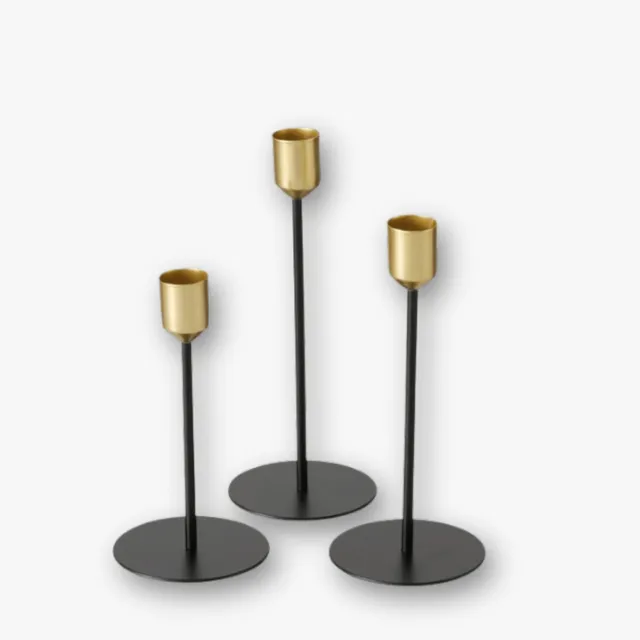 eventzauber-kerzenst-nder-set-gold-schwarz-metall-3-teilig image 1
