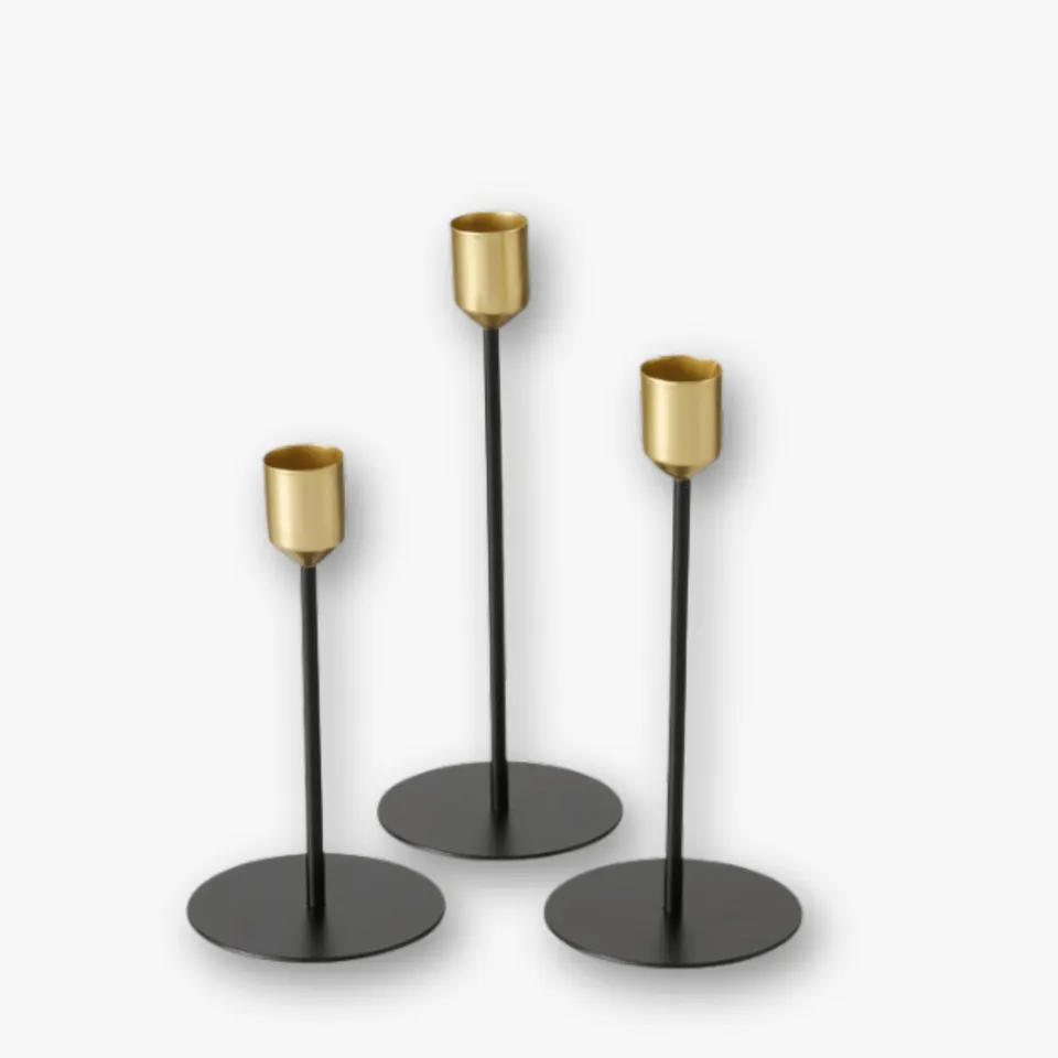 eventzauber-kerzenst-nder-set-gold-schwarz-metall-3-teilig image 1