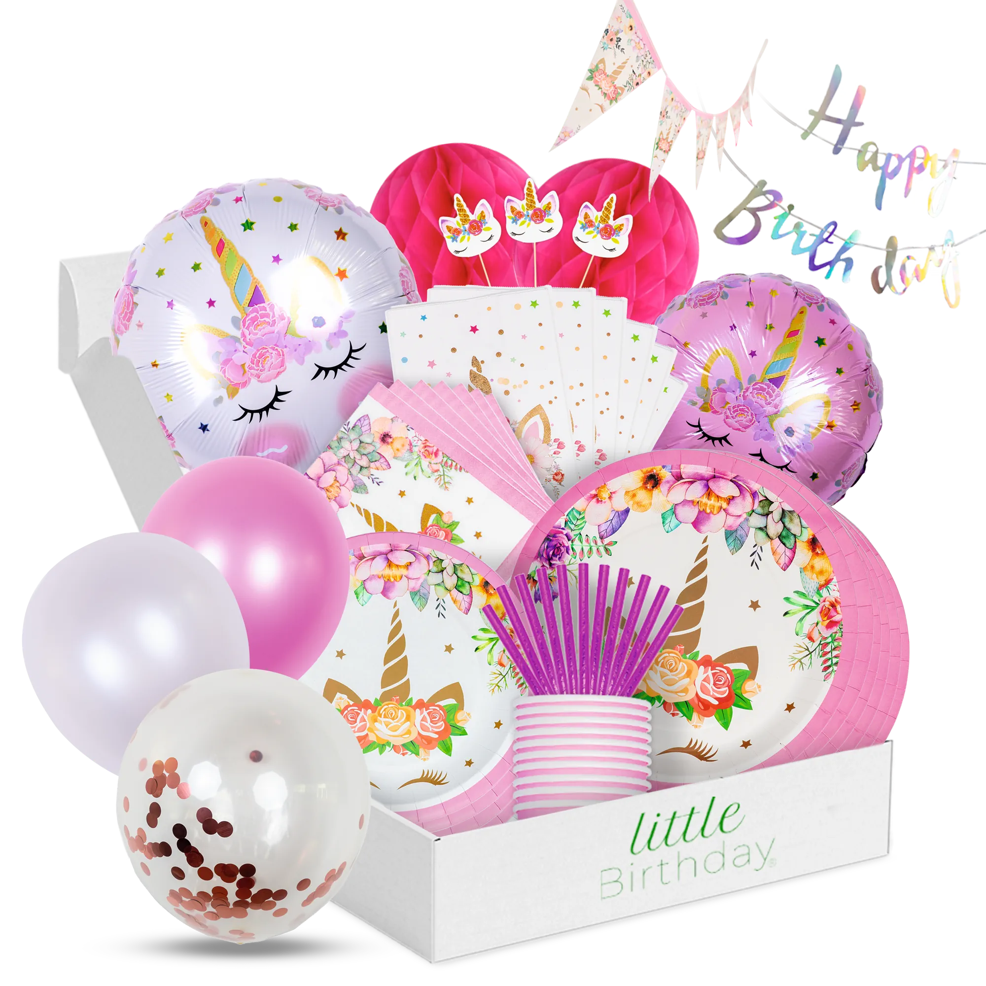 little-birthday-geburtstags-mottobox-einhorn-partyset-138-teile image 1